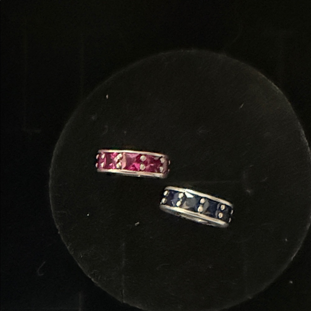 Pandora blue & pink colored spacers.